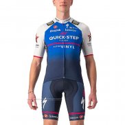 2022 Maillot Cyclisme Deceuninck Quick Step Bleu Blanc Manches Courtes et Cuissard