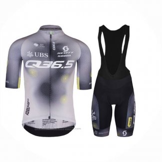 2023 Maillot Cyclisme Q36.5 Gris Noir Manches Courtes et Cuissard