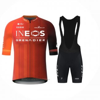 2024 Maillot Cyclisme Ineos Grenadiers Rouge Noir Manches Courtes et Cuissard