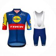 2024 Maillot Cyclisme Lidl Trek Profond Bleu Rouge Manches Courtes et Cuissard