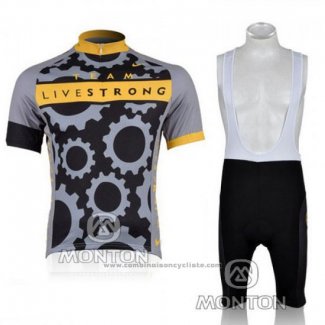 2010 Maillot Cyclisme Livestrong Gris Manches Courtes et Cuissard