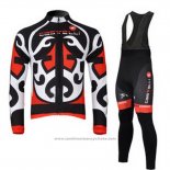 2011 Maillot Cyclisme Castelli Rouge et Noir Manches Longues et Cuissard