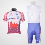 2011 Maillot Cyclisme Katusha Blanc et Rouge Manches Courtes et Cuissard