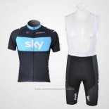 2011 Maillot Cyclisme Sky Noir et Azur Manches Courtes et Cuissard