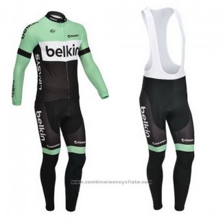 2013 Maillot Cyclisme Belkin Noir et Vert Manches Longues et Cuissard