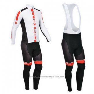 2013 Maillot Cyclisme Castelli Orange et Blanc Manches Longues et Cuissard