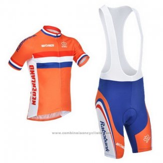 2013 Maillot Cyclisme Pays-Bas Blanc et Orange Manches Courtes et Cuissard