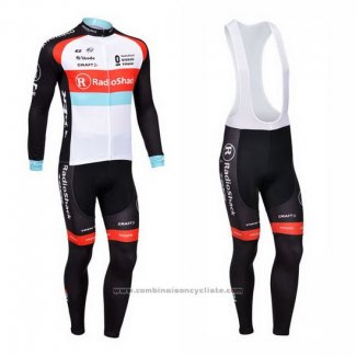 2013 Maillot Cyclisme Radioshack Blanc et Noir Manches Longues et Cuissard