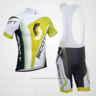 2013 Maillot Cyclisme Scott Blanc et Jaune Manches Courtes et Cuissard