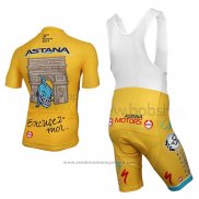 2014 Maillot Cyclisme Astana Jaune Manches Courtes et Cuissard