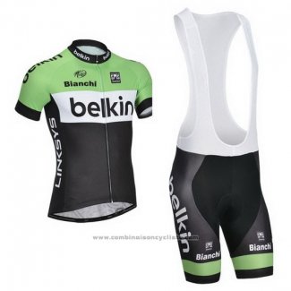 2014 Maillot Cyclisme Belkin Vert et Noir Manches Courtes et Cuissard