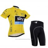 2015 Maillot Cyclisme Sky Lider Jaune Manches Courtes et Cuissard