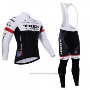 2015 Maillot Cyclisme Trek Factory Racing Factory Racing Blanc et Noir Manches Longues et Cuissard