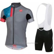 2016 Maillot Cyclisme Castelli Gris Manches Courtes et Cuissard