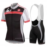 2016 Maillot Cyclisme Femme Castelli Noir et Rouge Manches Courtes et Cuissard