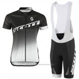 2016 Maillot Cyclisme Femme Scott Noir et Gris Manches Courtes et Cuissard