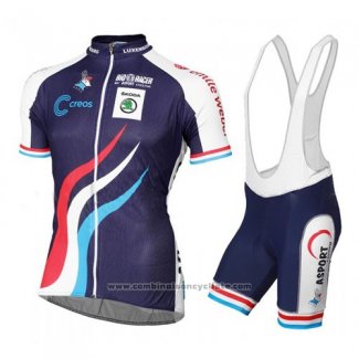 2016 Maillot Cyclisme Luxembourg Bleu et Blanc Manches Courtes et Cuissard