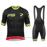 2016 Maillot Cyclisme Pinarello Noir et Jaune Manches Courtes et Cuissard