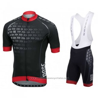 2016 Maillot Cyclisme Rose Noir et Rouge Manches Courtes et Cuissard