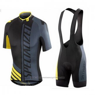 2016 Maillot Cyclisme Specialized Jaune et Gris Manches Courtes et Cuissard