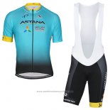 2017 Maillot Cyclisme Astana Bleu Clair Manches Courtes et Cuissard