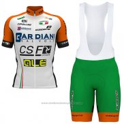 2017 Maillot Cyclisme Bardiani Csf Blanc et Vert Manches Courtes et Cuissard