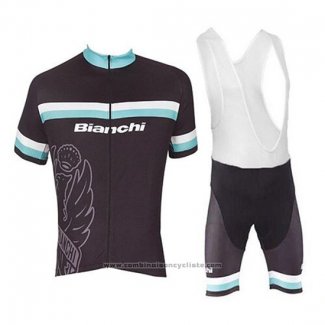 2017 Maillot Cyclisme Bianchi Blanc et Bleu Clair Manches Courtes et Cuissard