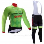 2017 Maillot Cyclisme Cannondale Drapac Vert Manches Longues et Cuissard