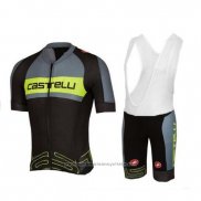 2017 Maillot Cyclisme Castelli Vert et Noir Manches Courtes et Cuissard