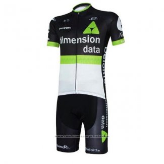 2017 Maillot Cyclisme Dimension Data Blanc et Noir Manches Courtes et Cuissard