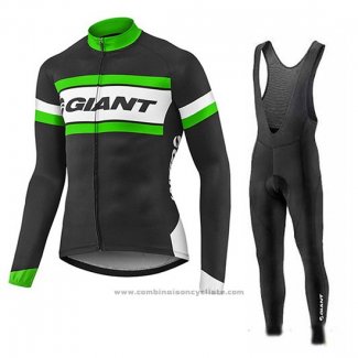 2017 Maillot Cyclisme Giant Noir Manches Longues et Cuissard