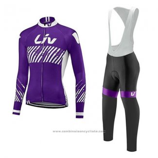 2017 Maillot Cyclisme Liv Violet Manches Longues et Cuissard