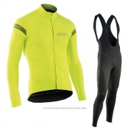 2017 Maillot Cyclisme Northwave Ml Jaune Manches Longues et Cuissard