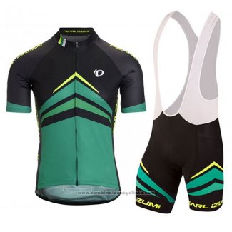 2017 Maillot Cyclisme Pearl Izumi Noir et Vert Manches Courtes et Cuissard