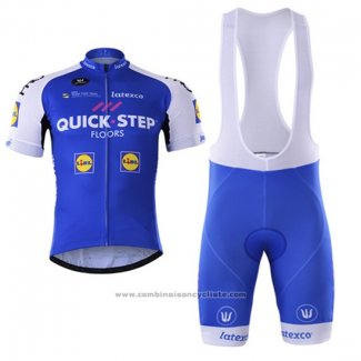 2017 Maillot Cyclisme Quick Step Floor Bleu Manches Courtes et Cuissard