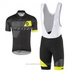 2017 Maillot Cyclisme Scott Jaune et Noir Manches Courtes et Cuissard