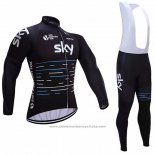 2017 Maillot Cyclisme Sky Noir Manches Longues et Cuissard