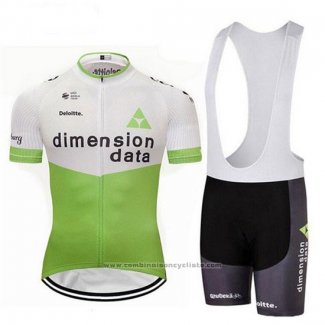 2018 Maillot Cyclisme Dimension Data Blanc et Vert Manches Courtes et Cuissard