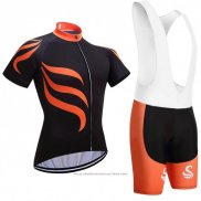 2018 Maillot Cyclisme Snovaky Noir et Orange Manches Courtes et Cuissard