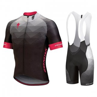 2018 Maillot Cyclisme Specialized Noir Gris Rose Manches Courtes et Cuissard