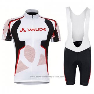 2018 Maillot Cyclisme Vaude Blanc Rouge Manches Courtes et Cuissard