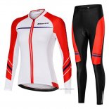 2019 Maillot Cyclisme Femme Mieyco Blanc Orange Manches Longues et Cuissard