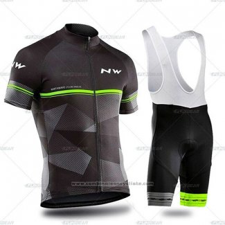 2019 Maillot Cyclisme Northwave Noir Gris Vert Manches Courtes et Cuissard