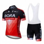 2019 Maillot Cyclisme Bora Noir Rouge Manches Courtes et Cuissard