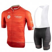 2019 Maillot Cyclisme Castelli Uae Tour Orange Manches Courtes et Cuissard