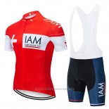 2019 Maillot Cyclisme IAM Rouge Blanc Manches Courtes et Cuissard