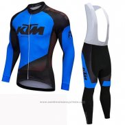 2019 Maillot Cyclisme Ktm Noir Bleu Manches Longues et Cuissard