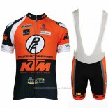 2019 Maillot Cyclisme Ktm Noir Orange Manches Courtes et Cuissard