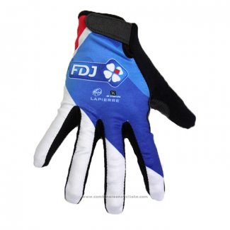 2020 FDJ Gants Doigts Longs Cyclisme Blanc Bleu Noir