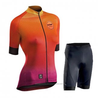 2020 Maillot Cyclisme Femme Northwave Orange Manches Courtes et Cuissard